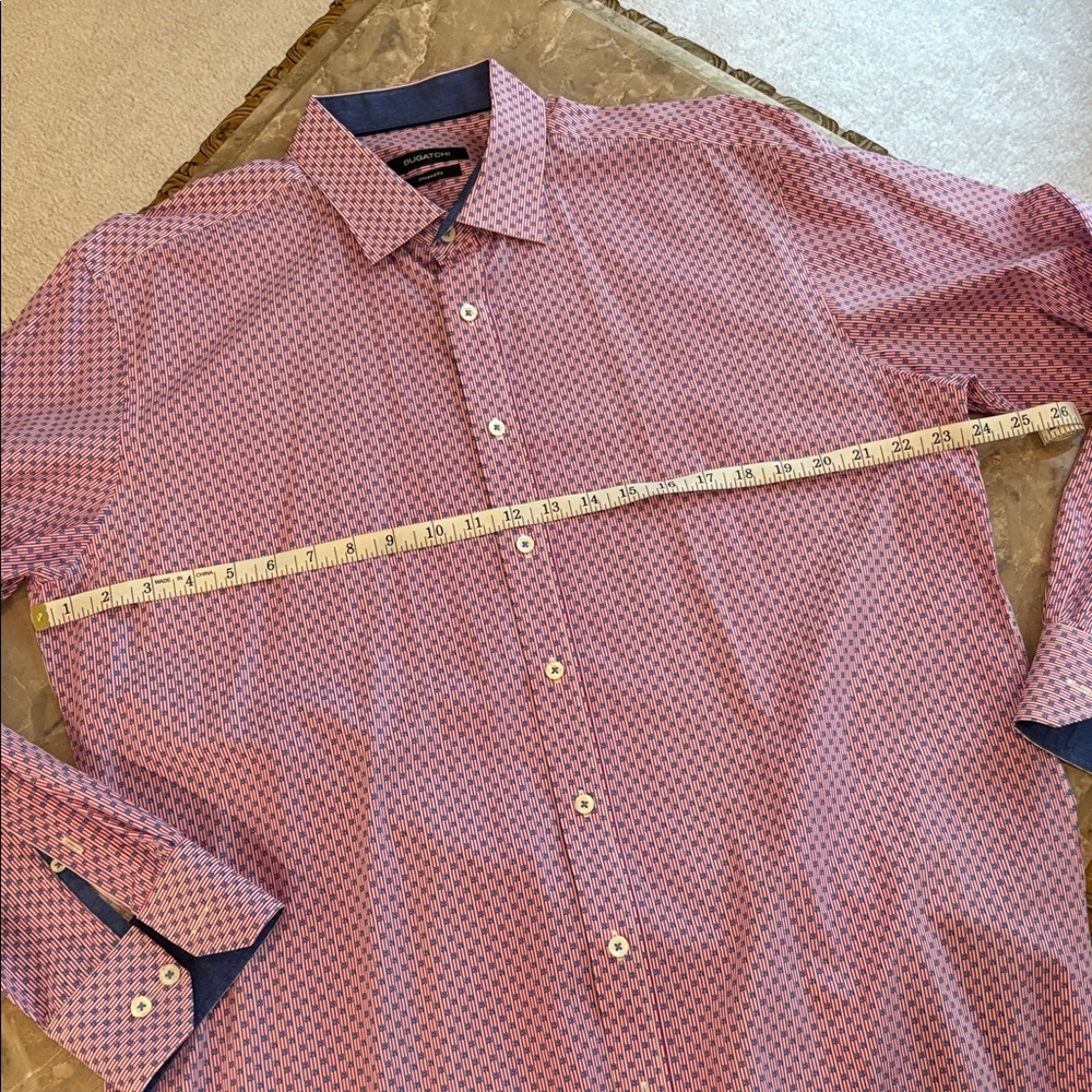 Bugatchi Men's Pink and Blue Button Down Shirt - Picture 5 of 7
